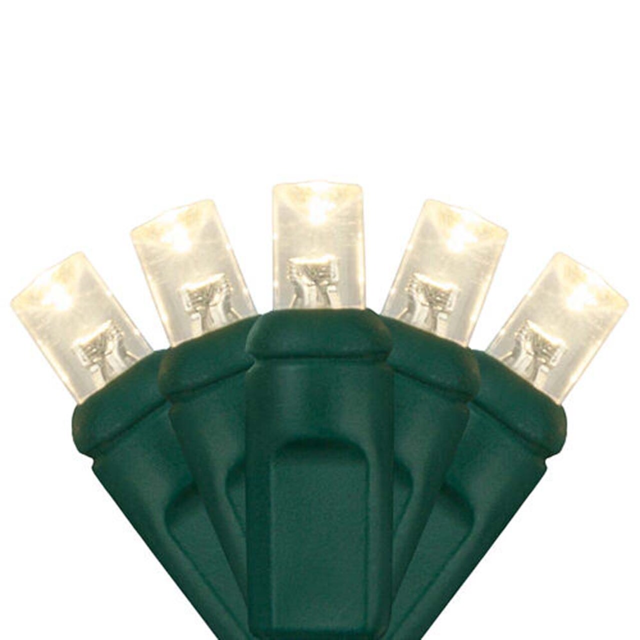 70 Warm White 5mm LED Christmas Lights, Green Wire, 6" Spacing